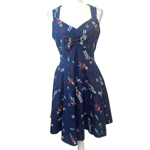 Modcloth Retro Nutcracker Dress Size 1X Holiday Pin Up Soldier Blue Holiday - Picture 1 of 8